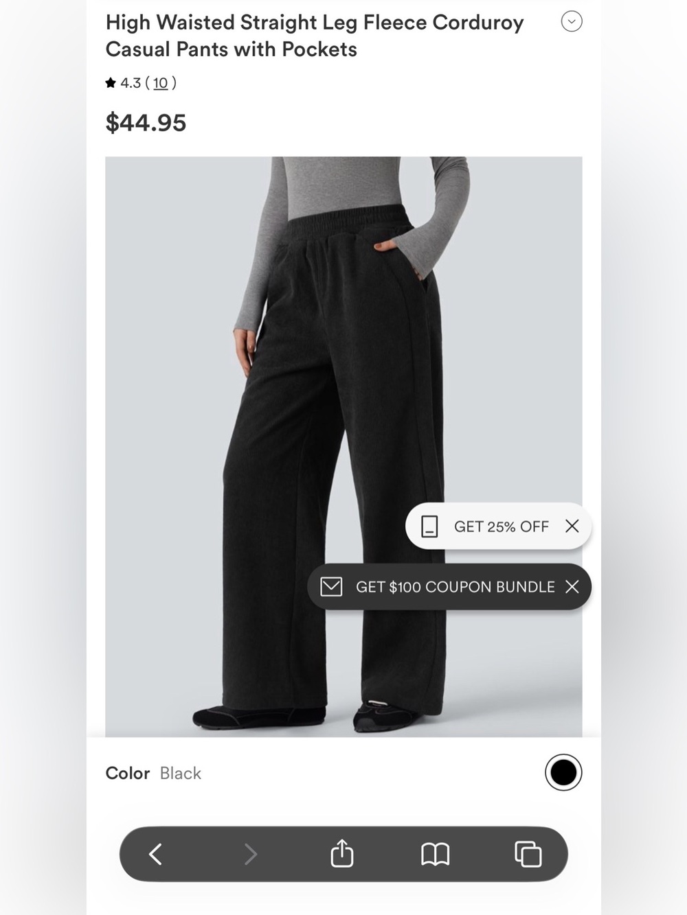 High Waisted Straight Leg Corduroy Casual Pants with Pockets